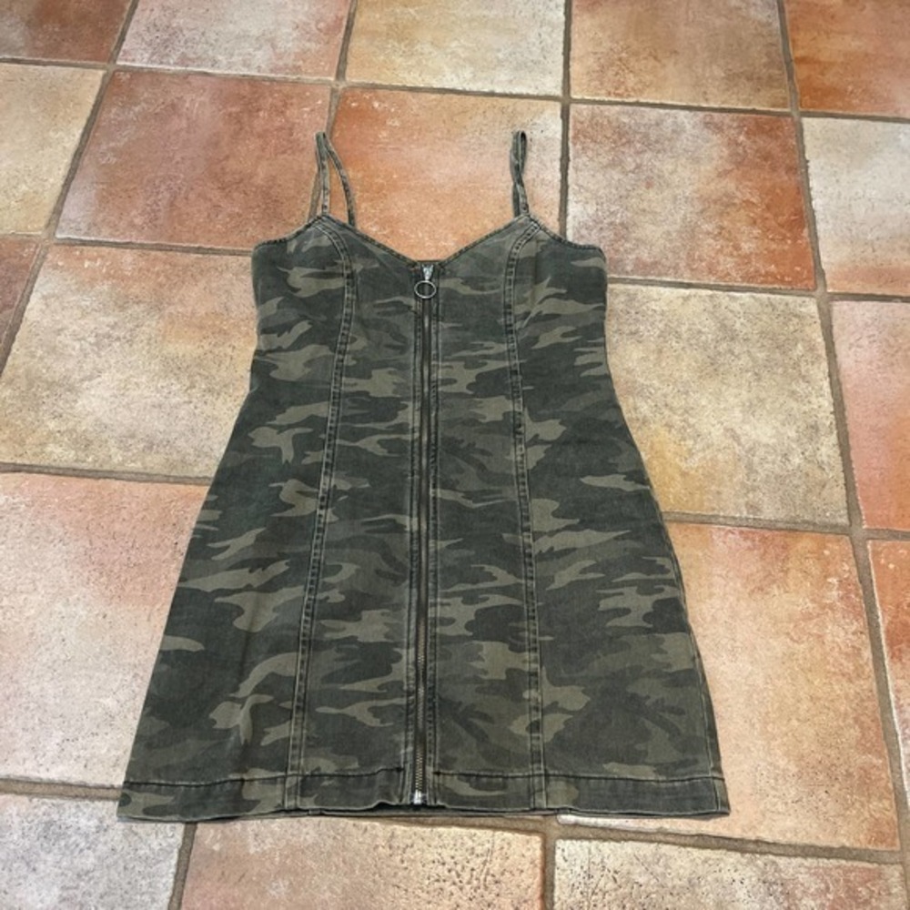 TopShop Camo zip front denim dress